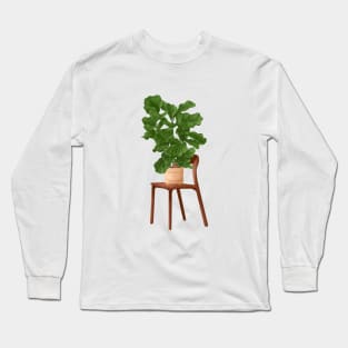 Trendy Plant Art, Botanical illustration, Fiddle Leaf Fig 61 Long Sleeve T-Shirt